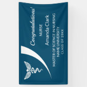 Moderner White & Blue Caduceus Nursing Abschluss Banner (Vertikal)