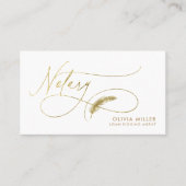 Moderner White Gold Feather Script Notary Agent Visitenkarte (Vorderseite)