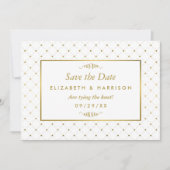 Moderner White & Gold Foil Effekt Save the Date (Vorderseite)