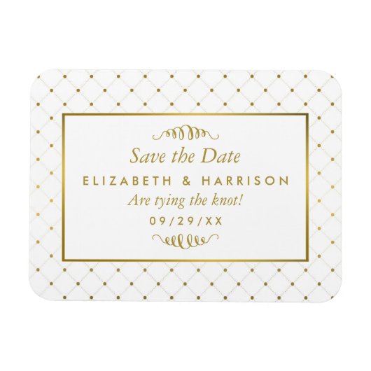 Moderner White & Gold Foil Effekt Save the Date Magnet (Horizontal)