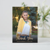 Moderner White Gold Foto Abschluss Dankeskarte (Stehend Vorderseite)