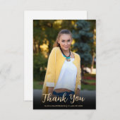 Moderner White Gold Foto Abschluss Dankeskarte (Vorne/Hinten)