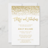 Moderner White Gold Glitzer 30 Fantastischer Gebur Einladung (Vorderseite)