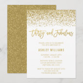 Moderner White Gold Glitzer 30 Fantastischer Gebur Einladung (Vorne/Hinten)