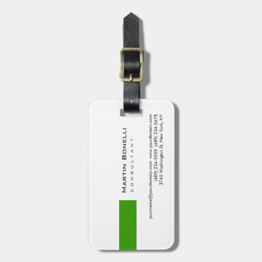 Moderner White Green Simple Consultant Gepäckanhänger (Vorderseite vertikal)