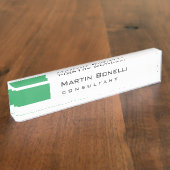 Moderner White Green Simple Consultant Namensplakette (Seite)