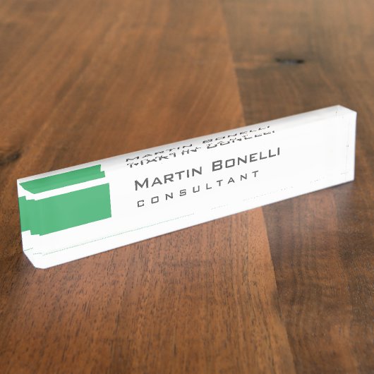 Moderner White Green Simple Consultant Namensplakette (Seite)