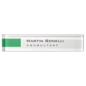 Moderner White Green Simple Consultant Namensplakette (Vorderseite)