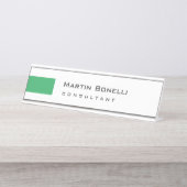 Moderner White Green Simple Consultant Schreibtischnamensplakette (Vorderseite )