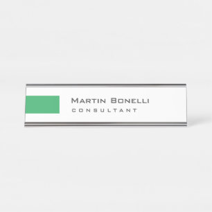 Moderner White Green Simple Consultant Schreibtischnamensplakette