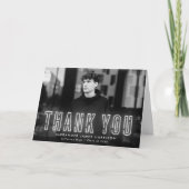 Moderner White Neon Foto Abschluss Dankeskarte (Vorderseite)