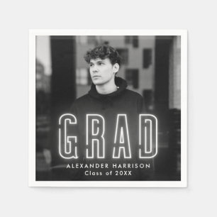 Moderner White Neon Foto Abschluss Serviette