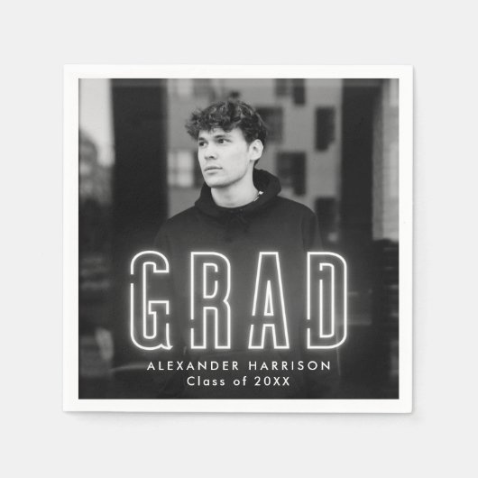 Moderner White Neon Foto Abschluss Serviette (Vorderseite)