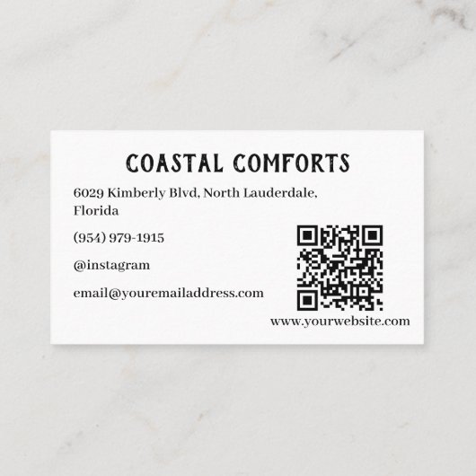 Moderner White Vacation Renta QR Code Visitenkarte (Rückseite)