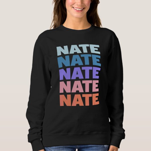 Moderner Wiederholter Text Nate Sweatshirt (Vorderseite)