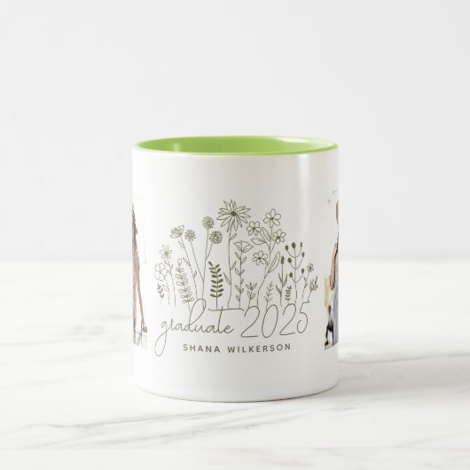 Moderner Wildblume-Abschluss Zweifarbige Tasse (Mittel)