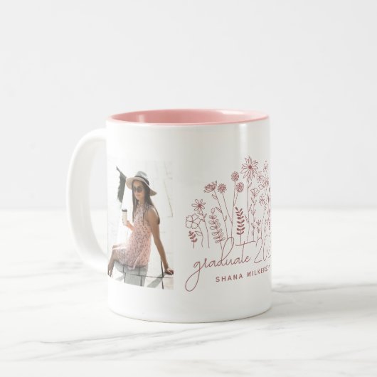 Moderner Wildblume-Abschluss Zweifarbige Tasse (Vorderseite Links)