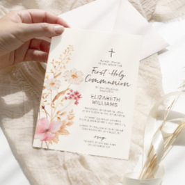 Moderner Wildblume Garten Erste Heilige Kommune Einladung