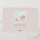 Moderner Winkel | Drei-Foto-Foil-Geburtsankündigun Folieneinladung (Rückseite)