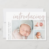 Moderner Winkel | Three Foto Collage Birth Ankündigung (Vorderseite)