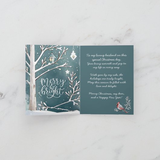 Moderner Winter Kardinal - Weihnachten Karte (Innenseite)