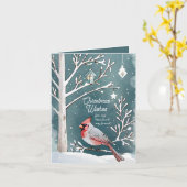 Moderner Winter Kardinal - Weihnachten Karte (Gelbe Blume)