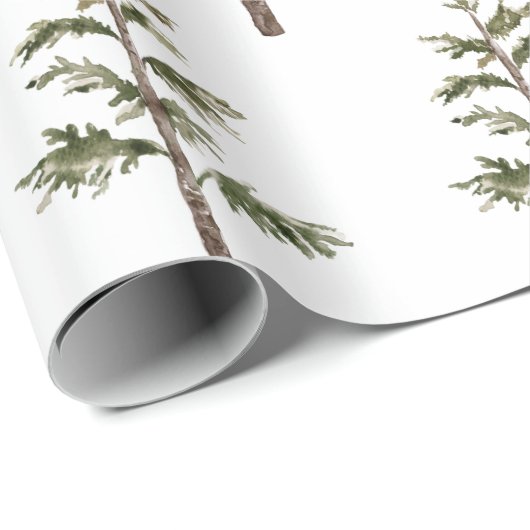 Moderner Winter Pine Grüner Wasserfarbenbaum Geschenkpapier (Rolleneckpunkt)