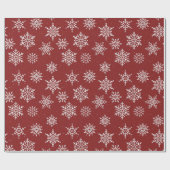 Moderner Winter Snowflake Dunkler Weihnachtsroter Geschenkpapier (Flach)