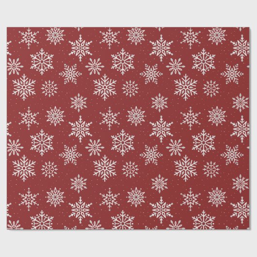 Moderner Winter Snowflake Dunkler Weihnachtsroter Geschenkpapier (Flach)