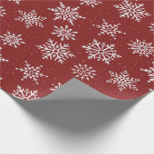 Moderner Winter Snowflake Dunkler Weihnachtsroter Geschenkpapier (Ecke)