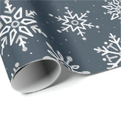 Moderner Winter Snowflake Navy Blue Holiday Geschenkpapier (Rolleneckpunkt)