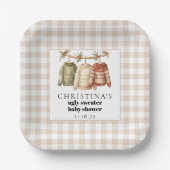 Moderner Winter Ugly Sweater Baby Dusche Cocktail Pappteller (Vorderseite)