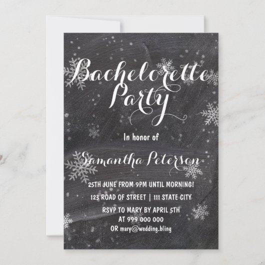 Moderner Winterschneekatalysator Junggeselinnen-Ab Einladung (Vorderseite)