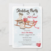 Moderner Winterschneeschlitten - heißer Kakaogebur Einladung (Vorderseite)