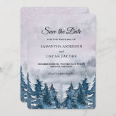 Moderner Winterwald Blau Rette die Daten Save The Date (Vorne/Hinten)