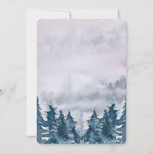 Moderner Winterwald Blau Rette die Daten Save The Date (Rückseite)