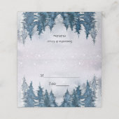 Moderner Winterwald Blaue Platzkarte (Außenseite Aufgefaltet)