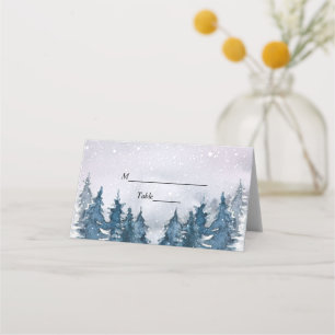 Moderner Winterwald Blaue Platzkarte