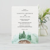 Moderner Winterwald Grün-Natur Invit Einladung (Stehend Vorderseite)