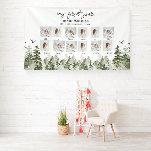 Moderner Winterwald Hirschkind's First Year Banner (Insitu)