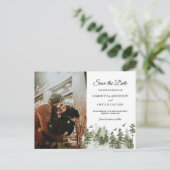 Moderner Winterwald mit Schnee Ankündigungspostkarte (Stehend Vorderseite)