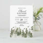 Moderner Winterwald mit Schnee Einladung (Stehend Vorderseite)