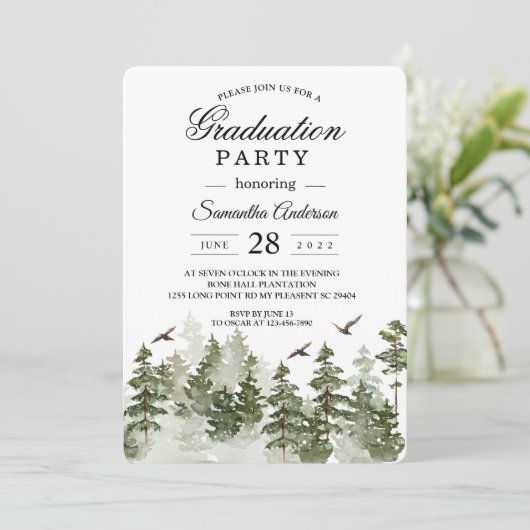 Moderner Winterwald mit Schnee Einladung (Stehend Vorderseite)