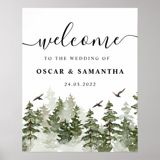 Moderner Winterwald mit Schnee Poster (Vorne)