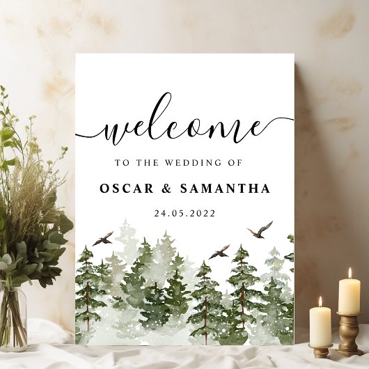 Moderner Winterwald mit Schnee Poster