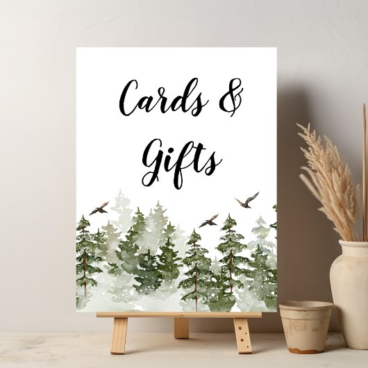 Moderner Winterwald mit Schnee Poster
