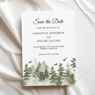Moderner Winterwald mit Schnee Save The Date