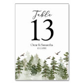 Moderner Winterwald mit Schnee Tischnummer (Rückseite)