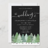 Moderner Winterwald Schwarz & Weiß Hochzeit Einladung (Vorderseite)