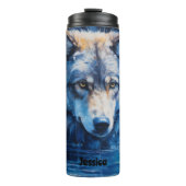 Moderner Winterwolf - Tier für Wasserfarben Thermosbecher (Vorderseite)